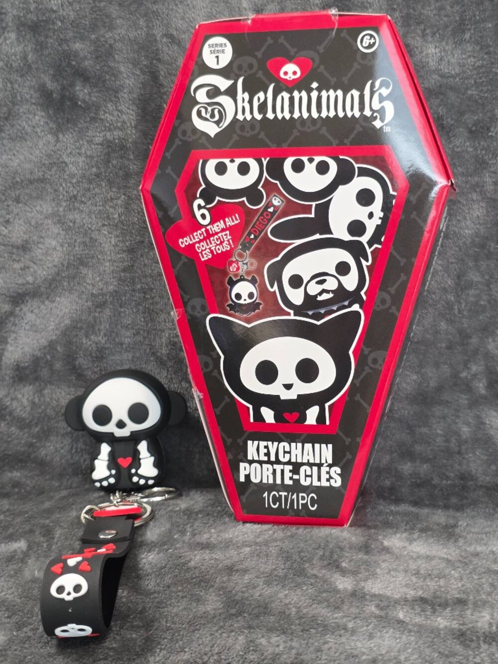 Skelanimals Series 1 Marcy Monkey Collectible Keychain & Coffin Box - Open Box